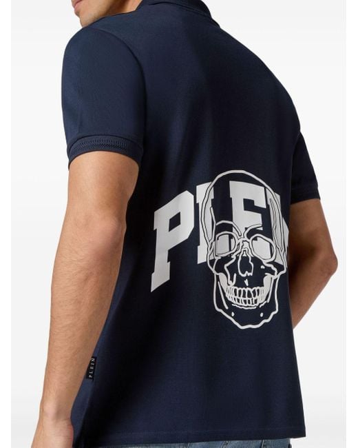 Philipp Plein Poloshirt mit Totenkopf-Print in Blue für Herren