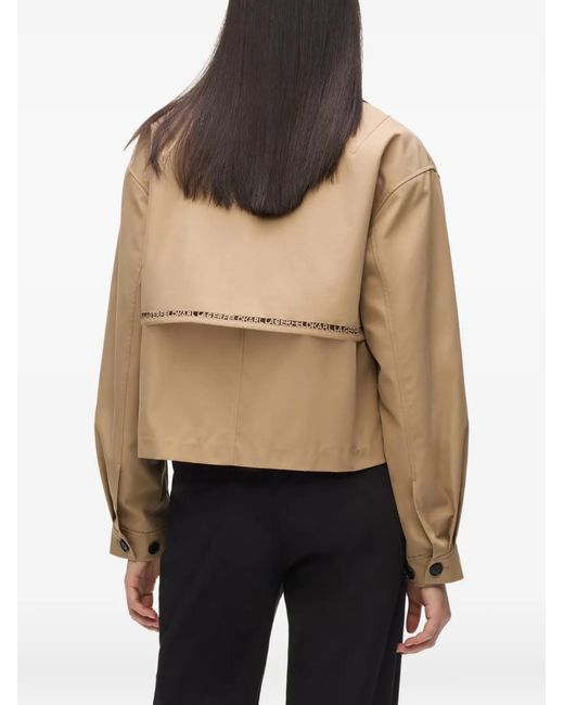 Karl Lagerfeld Natural Cut-Out Embroidery Short Trench Coat