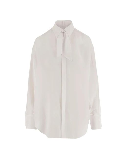 Sa Su Phi White Tie-Neck Buttoned Shirt