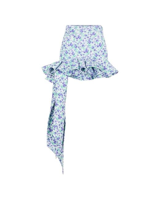 Rabanne Blue Liberty Mini Ruffle Print Skirt