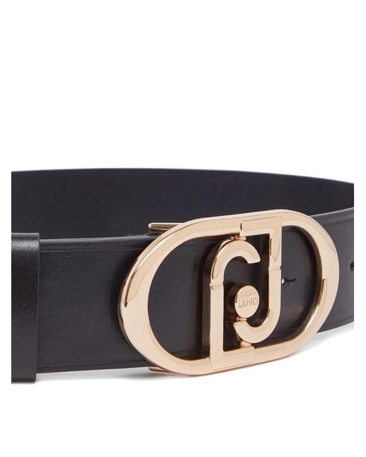 Liu Jo White Oval-Monogram Leather Belt