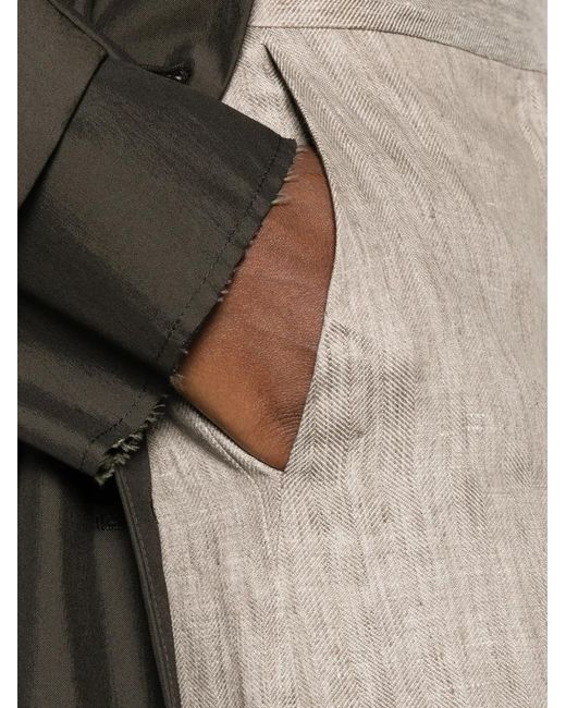 Max Mara White Pantalon En Lin À Motif De Chevrons