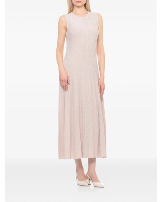 D.exterior Natural Sequin-Embellished Midi Dress
