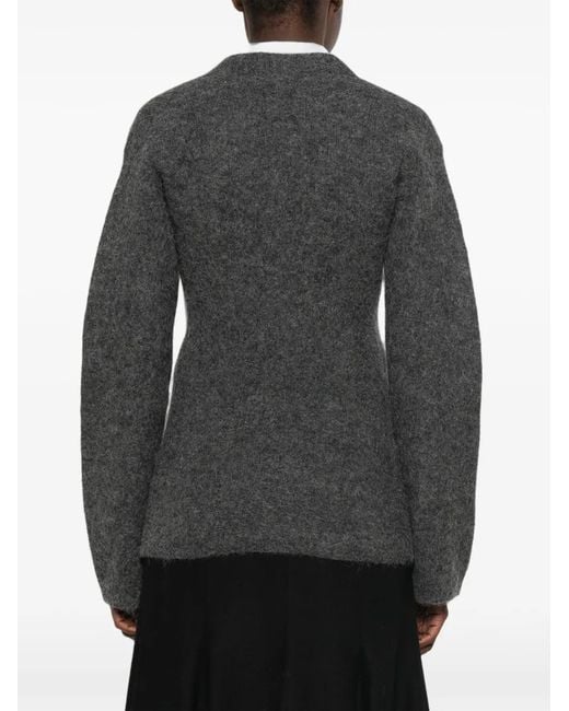 Thelatest Gray Eleonora V-Neck Alpaca-Wool Sweater
