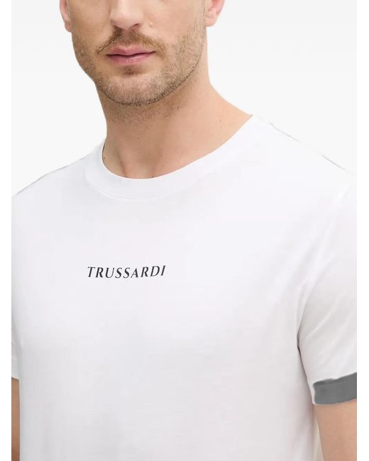 Trussardi White Graphic-Print Logo-Print T-Shirt for men