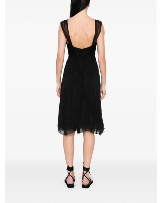 Alberta Ferretti Black Ruffled Lace Mini Dress