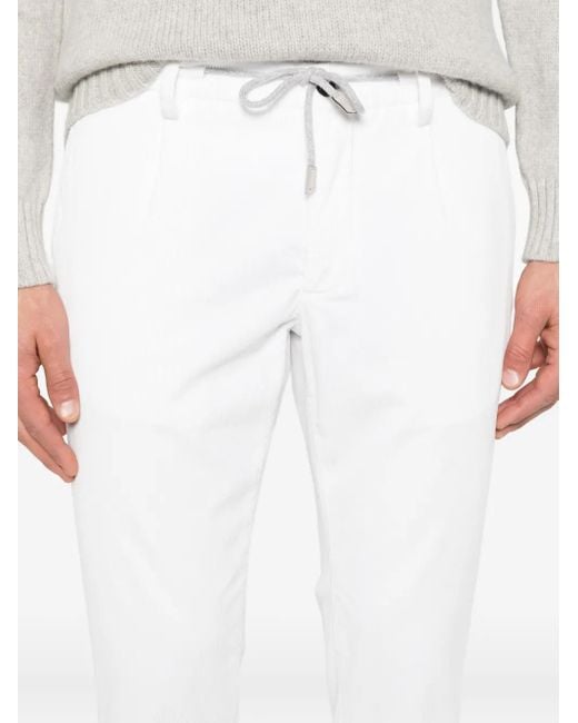 Eleventy White Drawstring Trousers for men