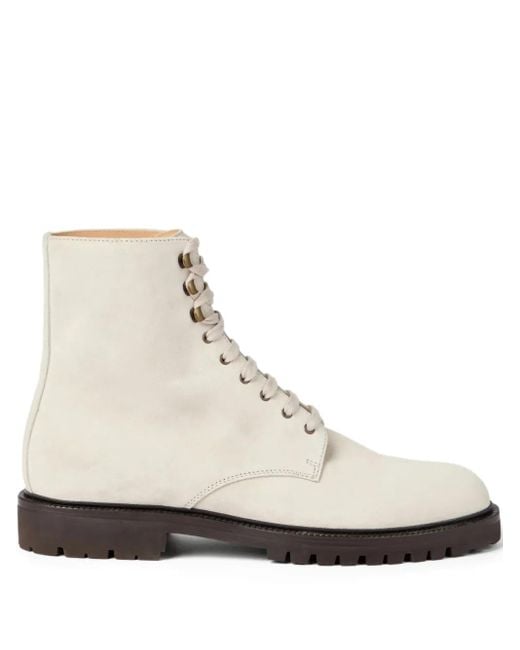 Brunello Cucinelli Natural Lace-Up Suede Boots for men