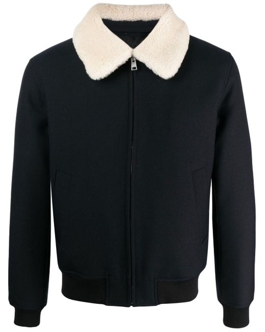 Sandro Blue Heron Shearling-collar Jacket for men