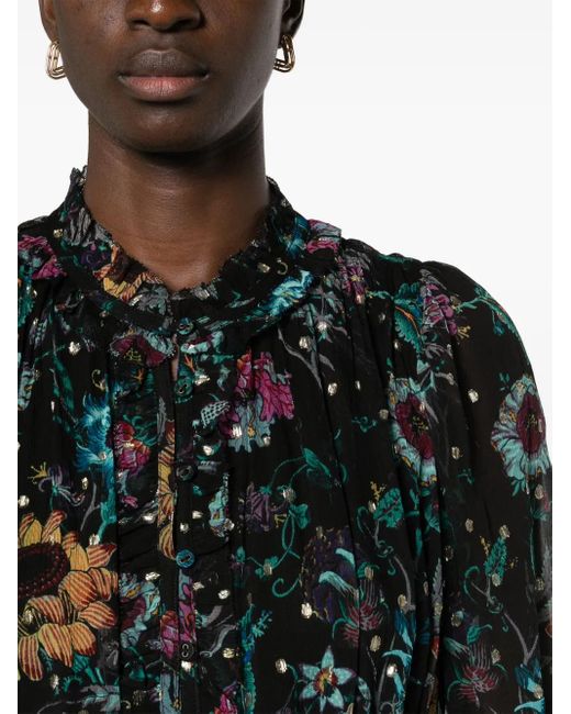 Ulla Johnson Black Anais Floral-Print Dress