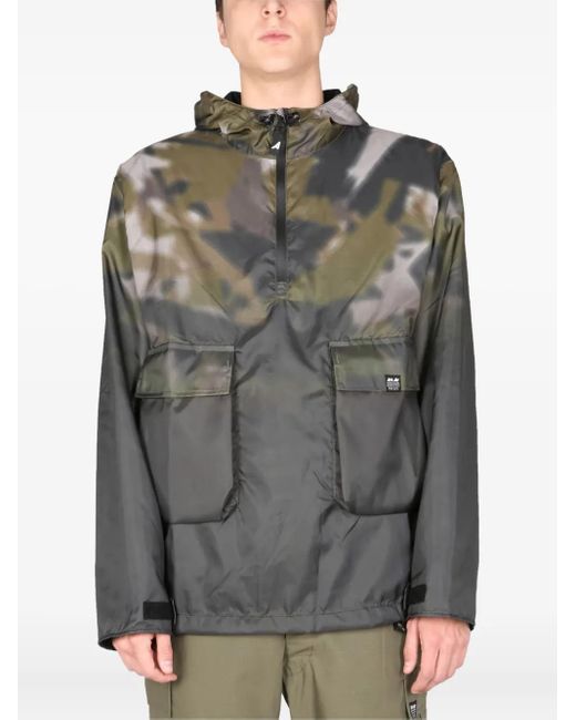 ArkAir Gray Camouflage-Print Half-Zip Jacket for men