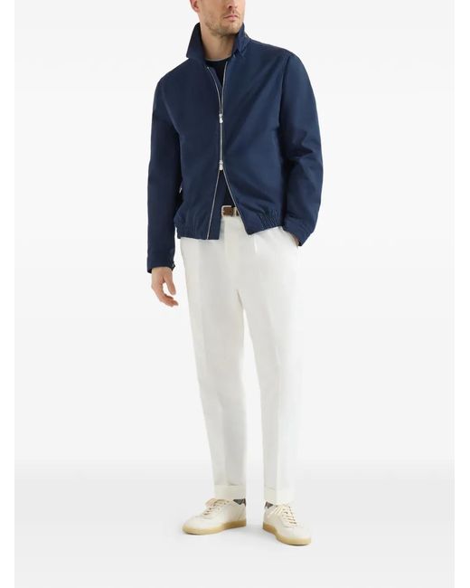 Brunello Cucinelli Blue Water-Resistant Microfiber Outerwear Jacket for men