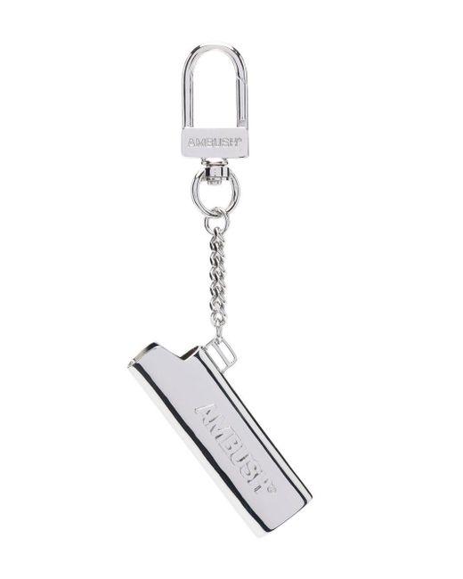 Ambush White Debossed-logo Lighter Case Key Chain for men