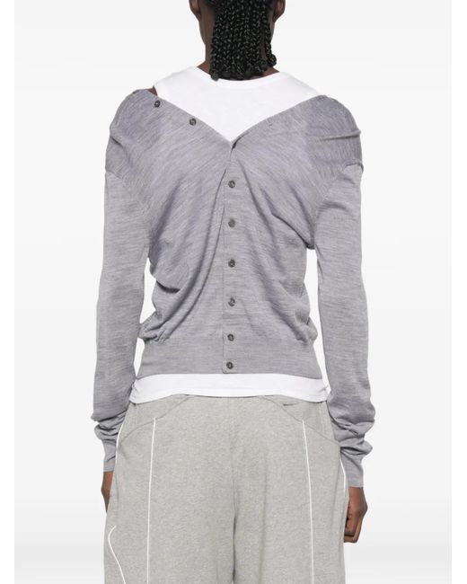 Alexander Wang Blue Off-Shoulder Button-Down Cardigan
