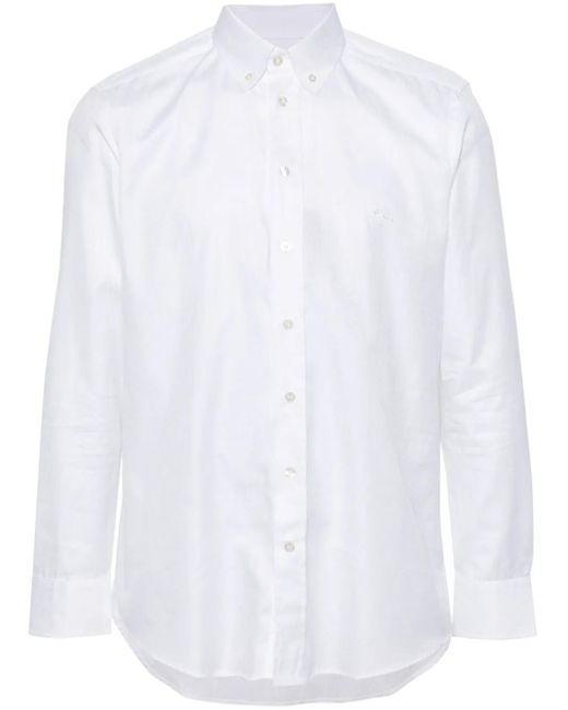 Etro White Logo-Embroidered Paisley-Print Shirt for men