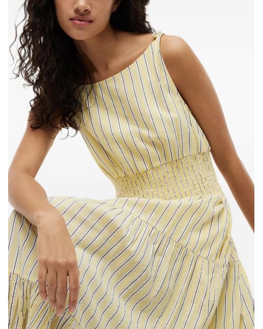 Tommy Hilfiger Natural Striped Tiered Midi Dress