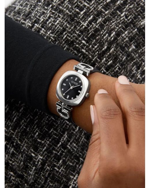 Guess Black Crystal-Embellished 28Mm Watch