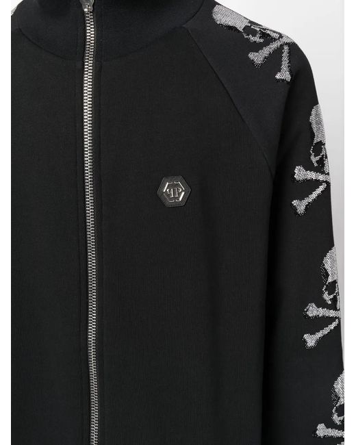 Philipp Plein Black Skull-Motif Track Jacket for men