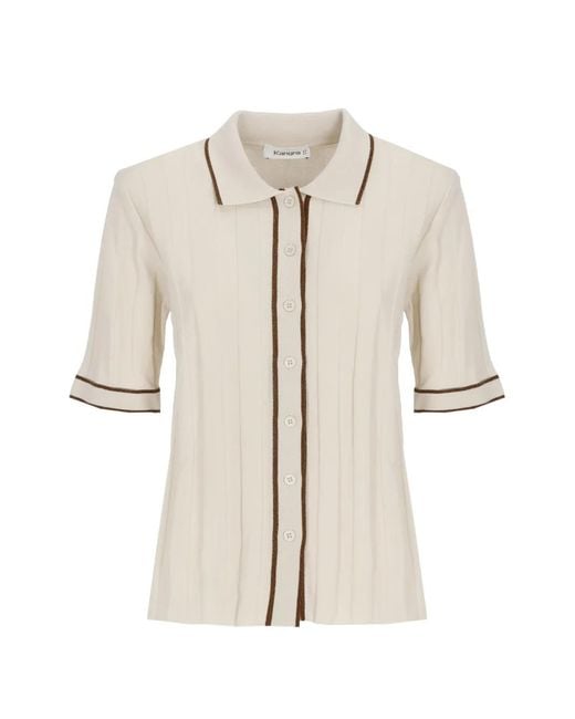 Kangra White Ribbed-Knit Contrast-Trim Polo Shirt