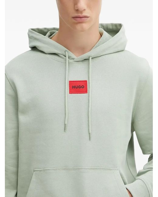 HUGO Green Logo Patch Hooded Sweatshirt for men