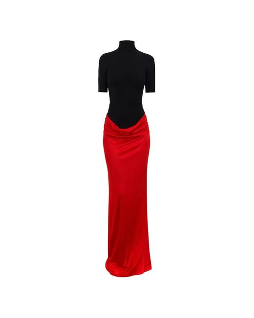 Burc Akyol Red Caryatid Draped Dress
