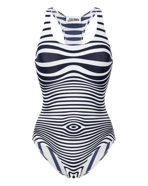 Jean Paul Gaultier Blue Striped Swimsuit