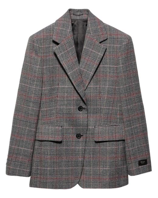 Prada Geruite Wollen Blazer in het Gray