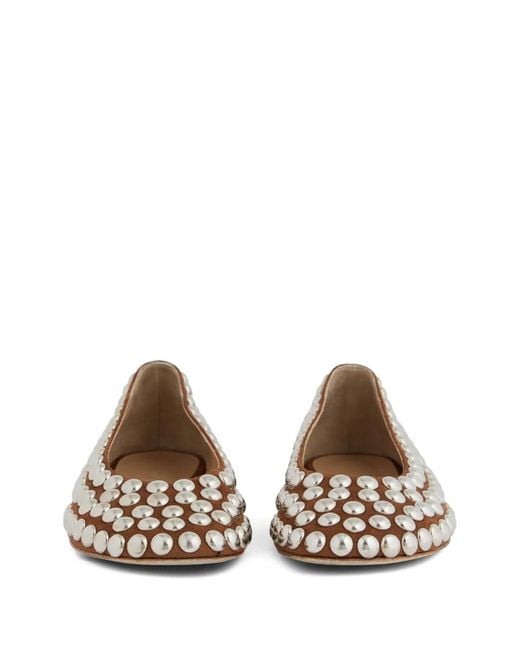 Rabanne Brown Studded Ballet Flats
