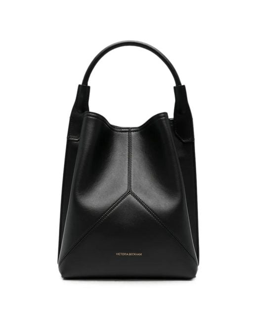 Victoria Beckham Black Victoria Nappa Leather Bucket Bag With Top Handle And Shoulder Strap
