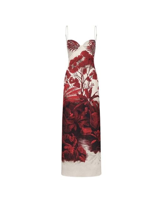 Johanna Ortiz Red Floral Maxi Dress