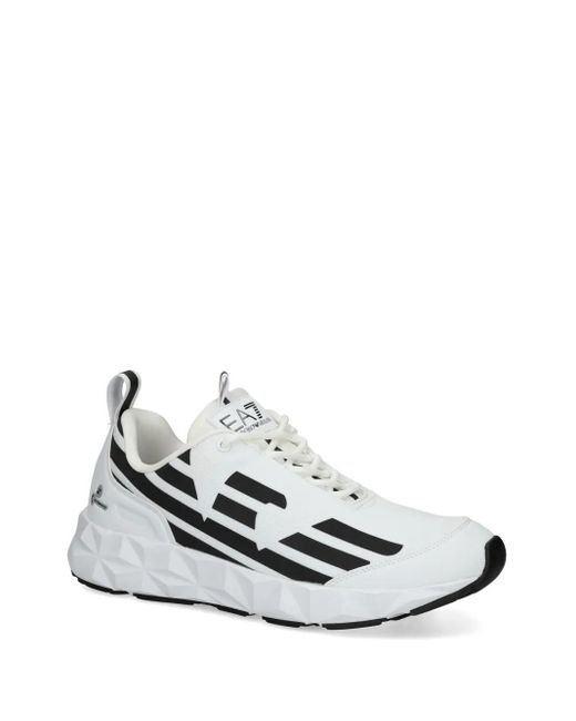 EA7 White Logo-Print Sneakers for men