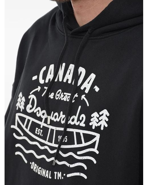 DSquared² Black Logo-Print Hoodie for men