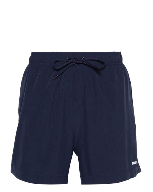 Boss Blue Logo-print Swim Shorts for men