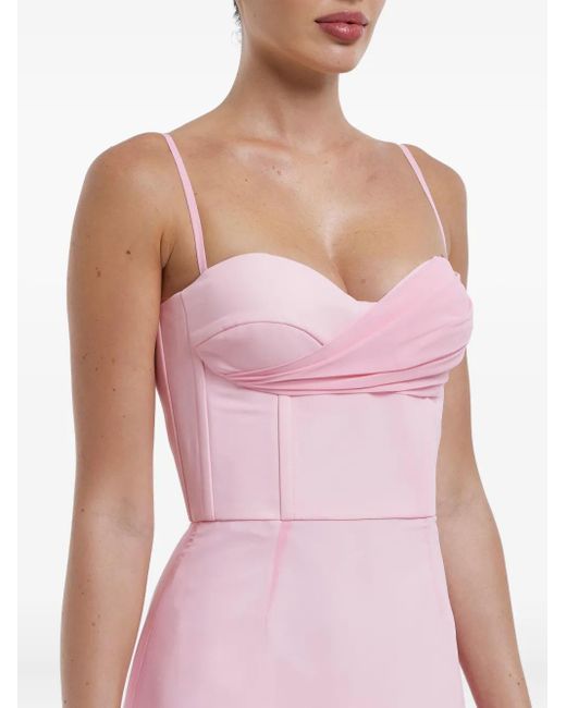 POST MERIDIEM Pink Draped Ruffle Mini Dress