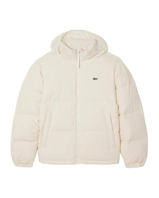 Lacoste White Zip-Up Padded Jacket for men