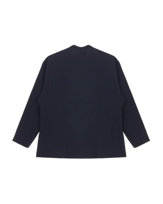 Studio Nicholson Blue Karst Grandad-Collar Shirt for men