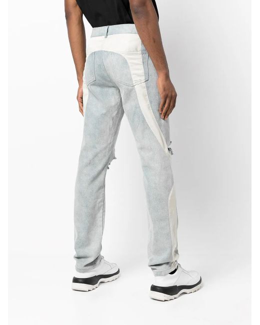 Mostly Heard Rarely Seen Gray Ripped Straight-Leg Jeans for men