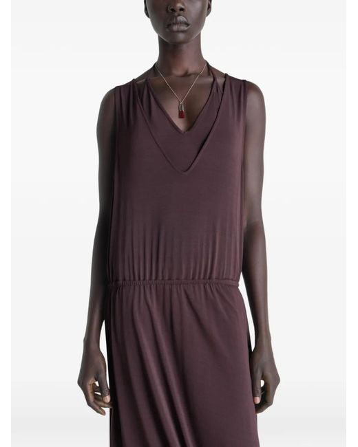 Lemaire Purple Draped V-Neck Midi Dress