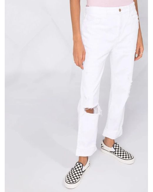 Washington DEE-CEE U.S.A. White Slim-Cut Ripped Jeans