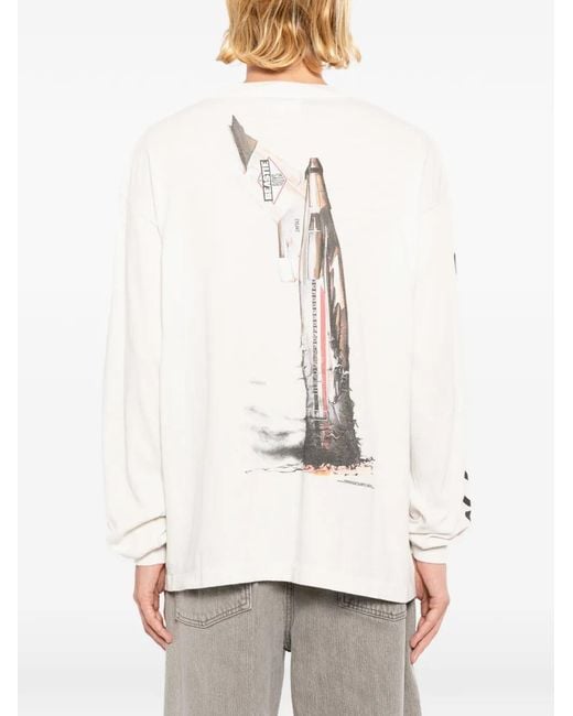 Le Mont St Michel White Graphic-Print Long-Sleeve T-Shirt for men