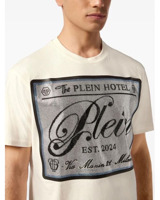 T-Shirt À Logo Strassé Philipp Plein pour homme en coloris Gray