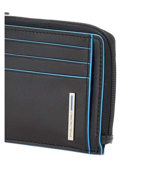Piquadro Black Zip Leather Cardholder for men