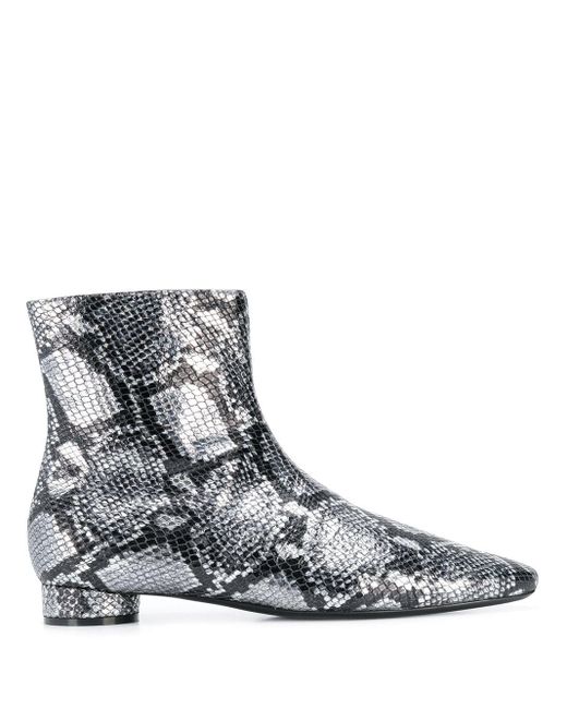 Balenciaga Metallic Oval Block-heel Snakeskin-embossed Leather Ankle Boots