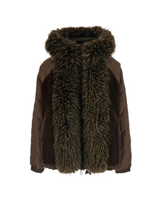 VALENTINI 1972 Green Faux-Fur Trim Hooded Jacket