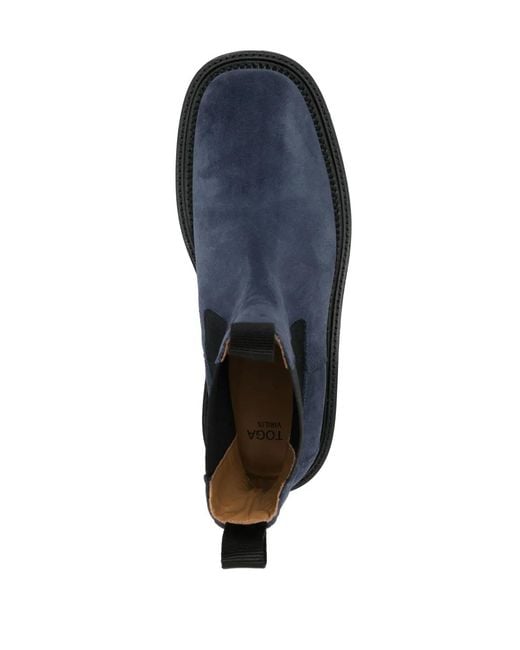 Toga Virilis Blue Stud-Embellished Suede Ankle Boots for men