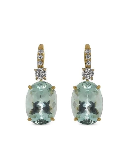 Irene Neuwirth Green 18K Gemmy Gem Aquamarine And Diamond Earrings