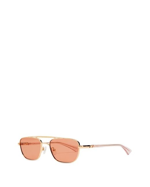 Le Specs Pink Double-Bridge Pilot Sunglasses