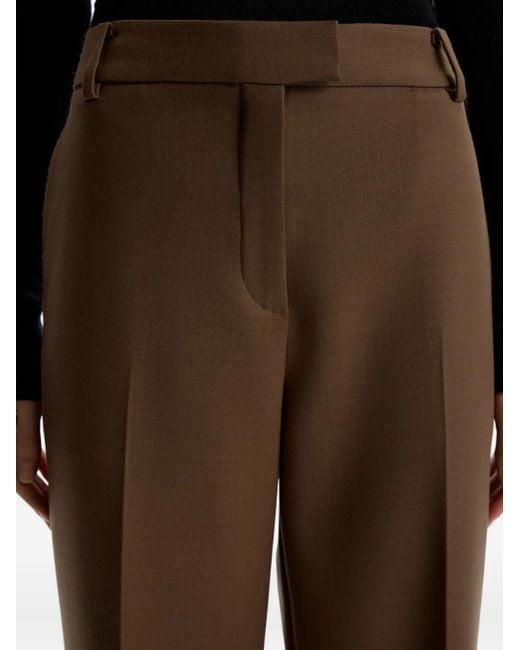 12 STOREEZ Brown Wool-Blend Pleated Trousers