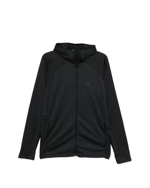 Haglöfs Black Zip-Up Raglan-Sleeve Hoodie for men