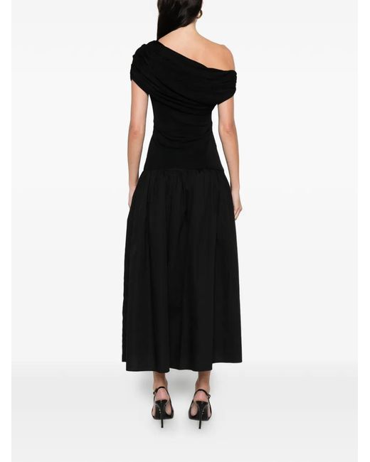 Self-Portrait Black Draped Midi Dress